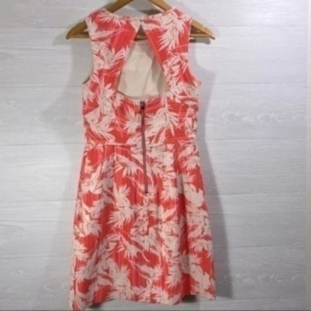 J. Crew Sun-Faded Tropical Sheath Sleeveless Pink/Cream Open Back Dress Size 2